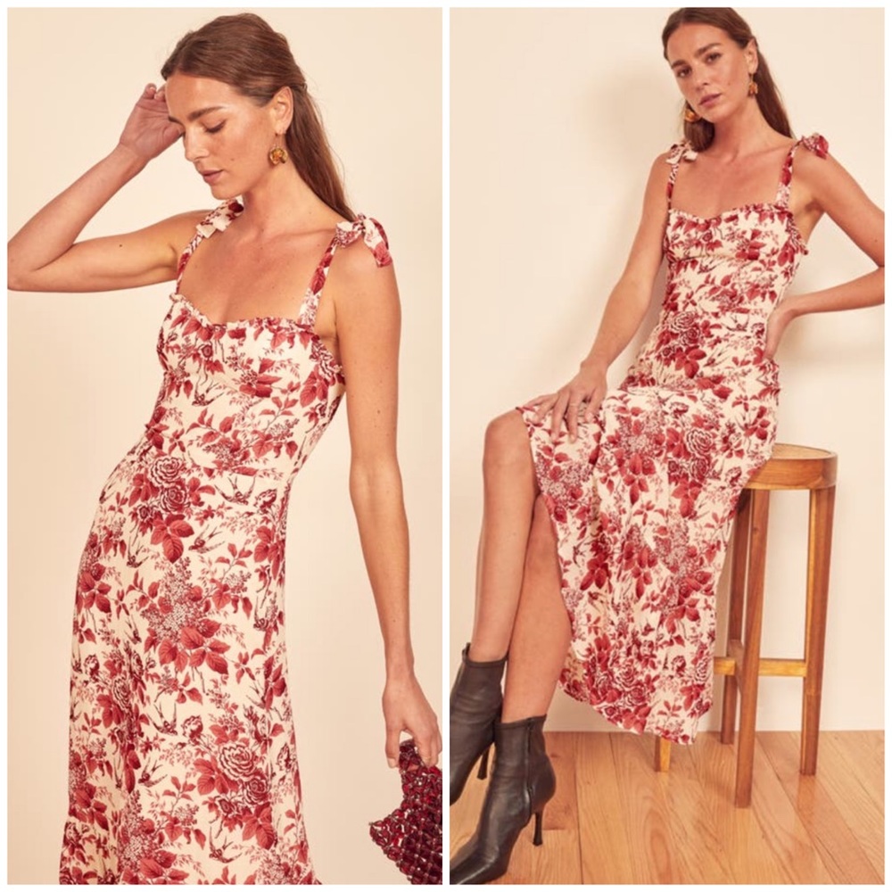 New Reformation Nikita red floral dress